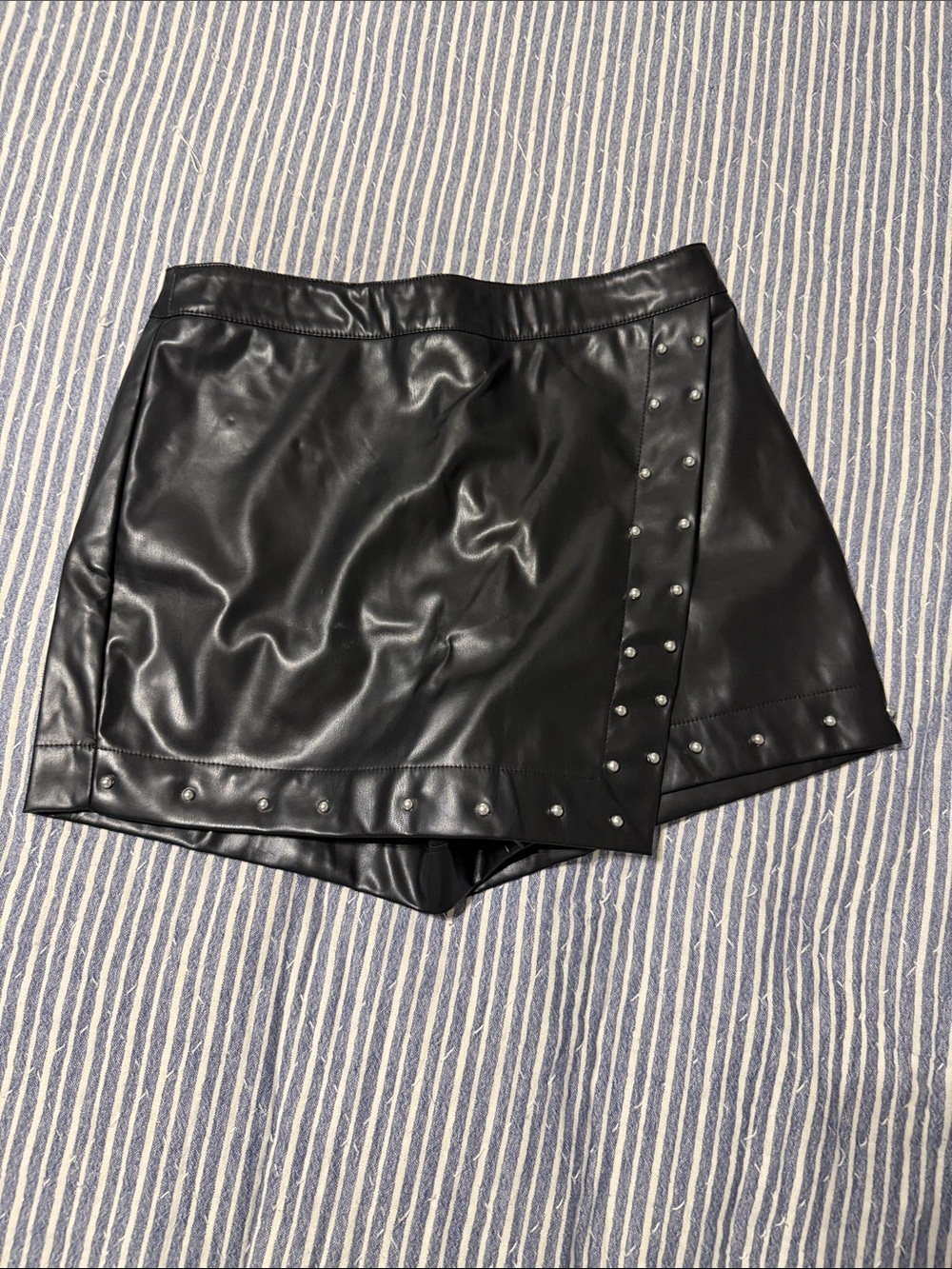 Ces Femme Black Faux Leather Studded Skort
